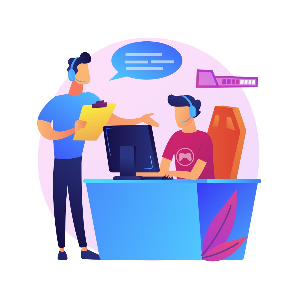 esports coaching abstract concept vector illustration.