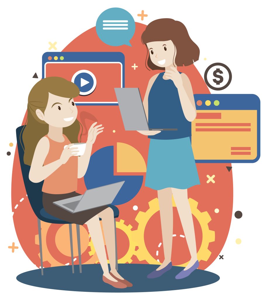 working characters flat design for web banner